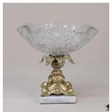 Cut Glass Compote W/Marble Base
