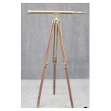 Vintage Brass Telescope W/Wood Stand