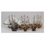 Wood Model Ships / 6 Pc