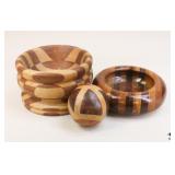 Segmented Wood Bowls & Gourd - 3pc