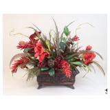 Artificial Floral Arrangement w/Wood Container