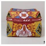 Painted Storage Basket W/Lid