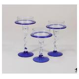 Art Glass Candle Holders / 3 pc