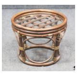 Short Bamboo/Rattan Side Table w/Glass Inset