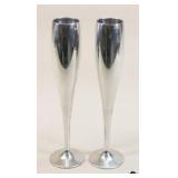 Nambe Metal Toasting Flutes / 2 Pc