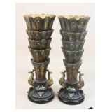 Peacock Vases / 2 Pc