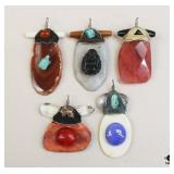 Glass & Stone Pendants / 5 pc