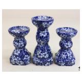 Blue & White Candle Holders - 3pc