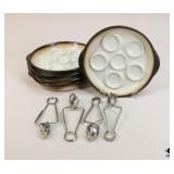 Tuscia Stoneware Escargot Dishes w/Utensils-Italy