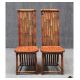Pair of Tall Back Bamboo Dining Chairs