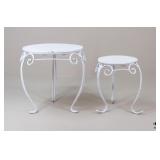 Painted Metal & Wood Plant Stands / 2 Pc