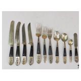 Siam Wood & Bronze Flatware Set/ 68 pc