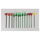 Glass Floral Stir Sticks / 13 pc