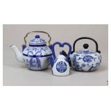 Blue & White Teapots/ 3 pc