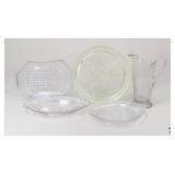 Antique Pressed Glass Platters & Pitcher / 5 pc