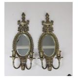 Pair of Brass Candle Holder Wall Sconces