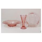 Pink Depression Glass / 3 pc