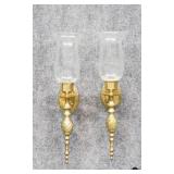 Glass & Metal Wall Sconces / 2 pc