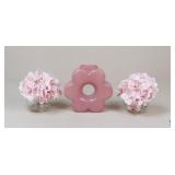 Art Glass Vase W/Artificial Arrangements