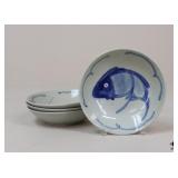 Ceramic Bowls w/ Fish design / 4 pc