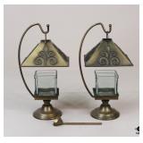 Metal Lantern Style Candle Holders - 2pc