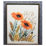 Vintage  Floral Crewel Embroidery