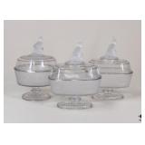 Gillinder & Sons 'Westward Ho' Lidded Compotes