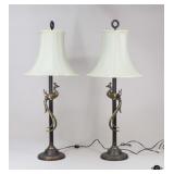 Brass Peacock Lamps / 2 Pc