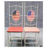 Pair of Metal American Flag Dining Chairs