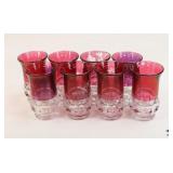 Tiffin Ruby Thumbprint Glass Tumblers / 8 pc