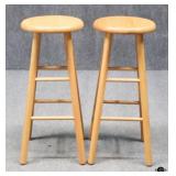 Pair of Wood Bar Height Barstools