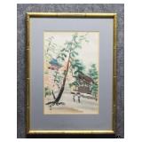 Vintage Asian Wood Block Print