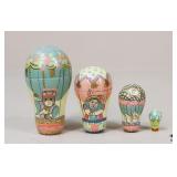 Wood Nesting Dolls - Hot Air Balloons / 4 Pc