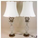 Pair of Metal & Glass Lamps