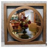 Modern Round Mirror in Square Frame