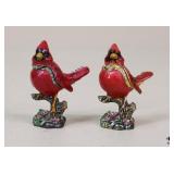 Enamel on Metal Cardinal Trinket Boxes