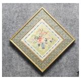 Floral Asian Silk Embroidery Panel