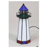Painted Glass Lighthouse Lamp