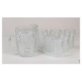 Indiana Glass Diamond Point Pitcher & Tumblers