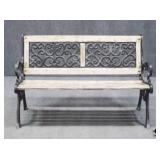 Cast Iron Garden Bench w/ Wood Seat