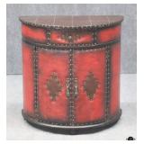 Faux Leather Demilune Console