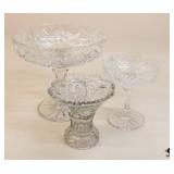 Cut Glass & Pressed Glass Compotes / 3 pc