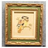 Vintage 1960's Owl Crewel in Vintage Frame