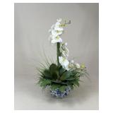 Orchid Arrangement in Blue / White Bowl