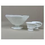 Harvest Grape Milk Glass Bowl & Cups