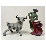 Plaster Bull & Matador Figures
