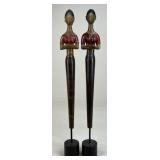 Wood Carved Figurines / 2 pc