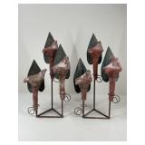 Pair of Metal & Stone Candle Holders