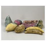 Pottery Fruit Figurines / 9 pc