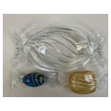 Art Glass Dish & Figurines / 3 pc